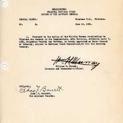 General Order #3 Headquarters Oklahoma National Guard-1931
