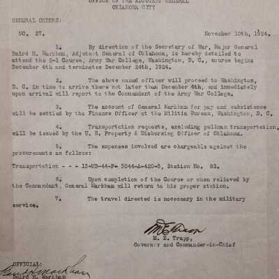 General Order #27 Headquarters Oklahoma National Guard-1924
