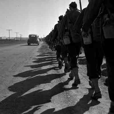 Soldiers on a road march
