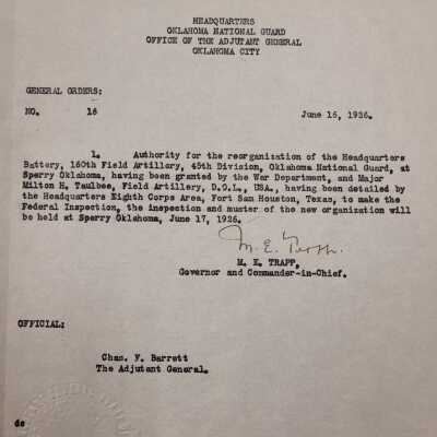 General Order #16 Headquarters Oklahoma National Guard-1926