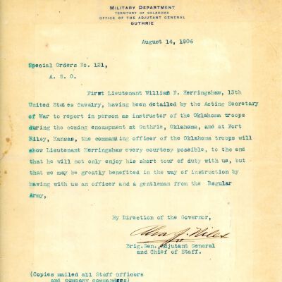 Special Order #121 Headquarters Oklahoma National Guard-1906