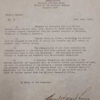 General Order #3 Headquarters Oklahoma National Guard-1924