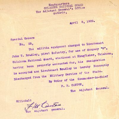 Special Order #23 Headquarters Oklahoma National Guard-1909