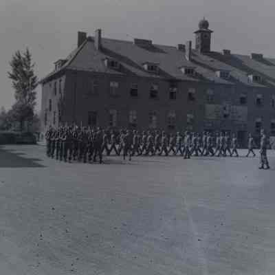 Soldiers pass in review