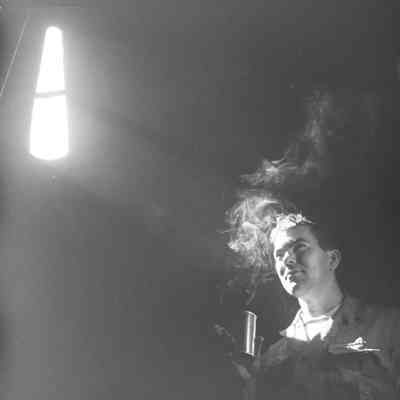 Dramatically lit soldier with cigarette