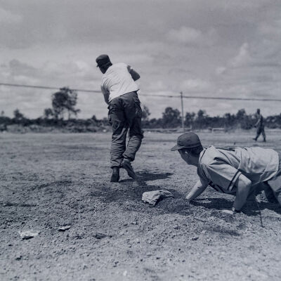 Soldiers playing baseball