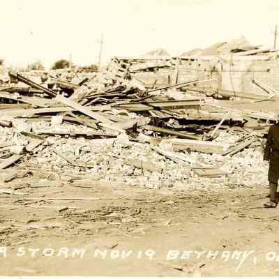Tornado destruction and rubble