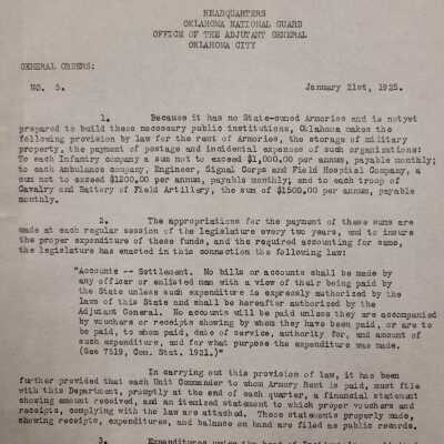 General Order #5 Headquarters Oklahoma National Guard-1925