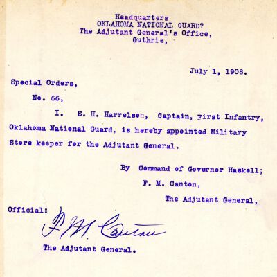 Special Order #66 Headquarters Oklahoma National Guard-1908
