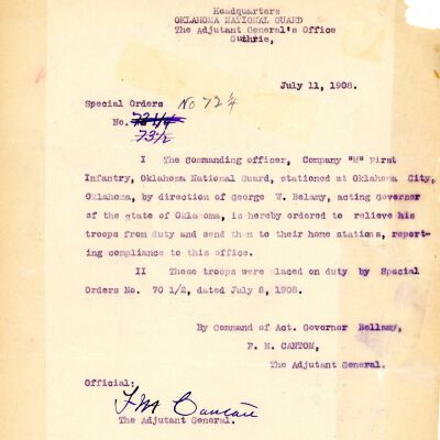 Special Order #72.25 Headquarters Oklahoma National Guard-1908