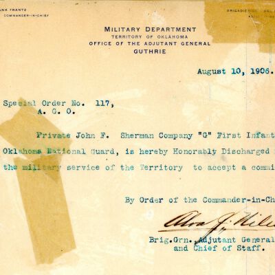 Special Order #117 Headquarters Oklahoma National Guard-1906