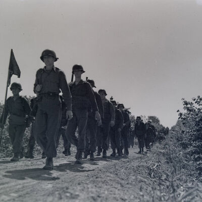 Soldiers on a road march
