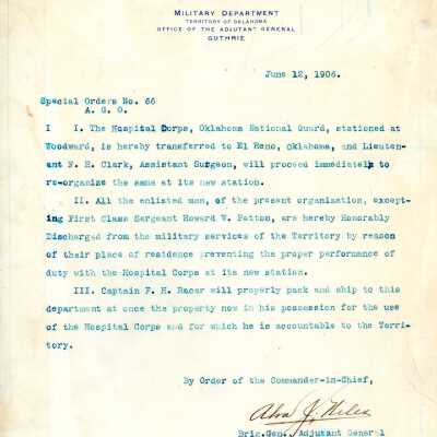 Special Order #66 Headquarters Oklahoma National Guard-1906