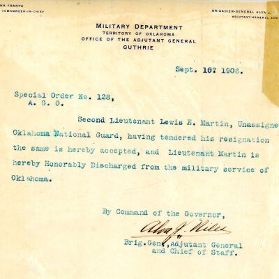 Special Order #128 Headquarters Oklahoma National Guard-1906