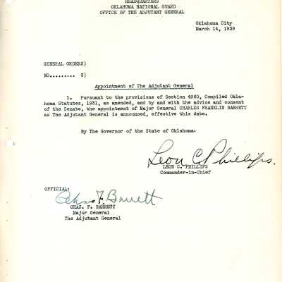 General Order #3 Headquarters Oklahoma National Guard-1939