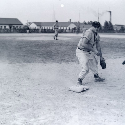Soldiers playing baseball