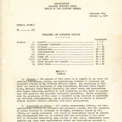 General Order #22 Headquarters Oklahoma National Guard-1937