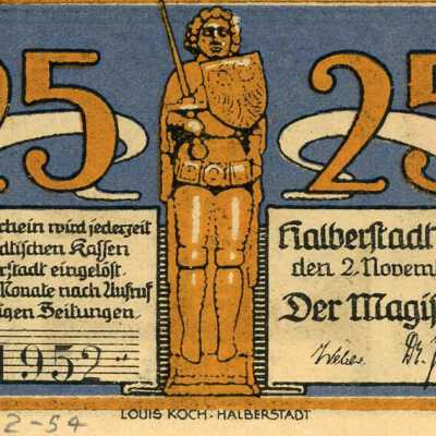 German City of Halberstadt Twenty-Five Pfennig Notgeld