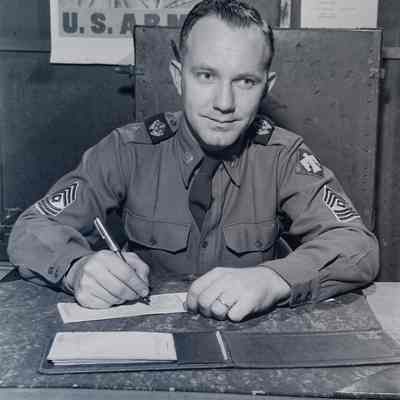 Unknown soldier at his desk