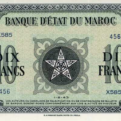 Morocco Ten Francs-1943