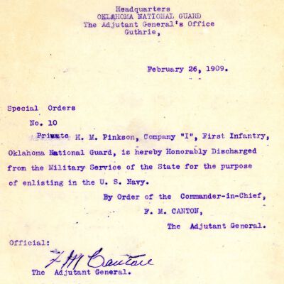 Special Order #10 Headquarters Oklahoma National Guard-1909