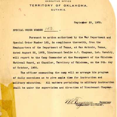 Special Order #158 Headquarters Oklahoma National Guard-1905