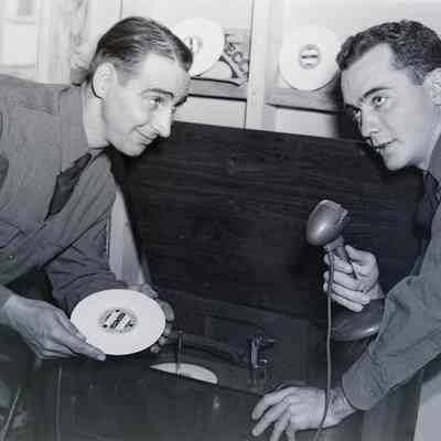 Soldiers broadcasting records over a PA system