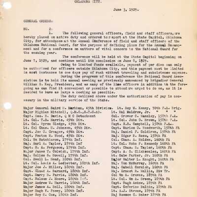 General Order #2 Headquarters Oklahoma National Guard-1929