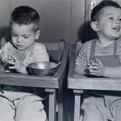 Japanese children in highchairs