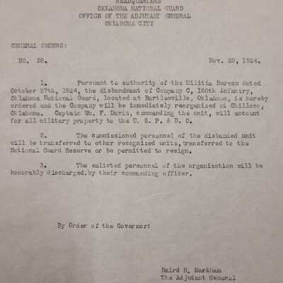 General Order #28 Headquarters Oklahoma National Guard-1924