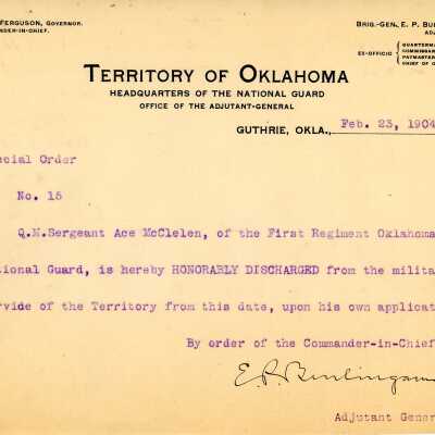 Special Order #15 Headquarters Oklahoma National Guard-1904