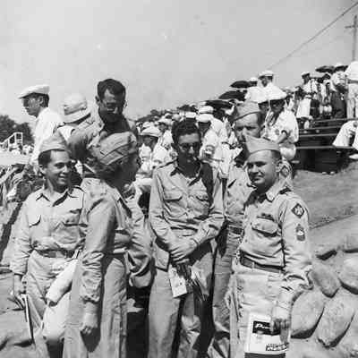 Soldiers attending a track athletics event