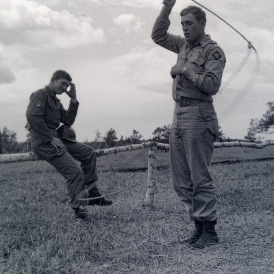 Soldier practices with lariat