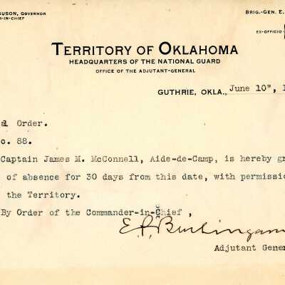 Special Order #88 Headquarters Oklahoma National Guard-1905