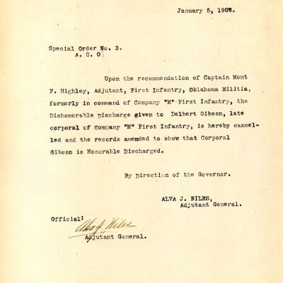 Special Order #3 Headquarters Oklahoma National Guard-1907