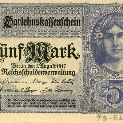 German Five Mark Type 1917- Darlehnskassenschein