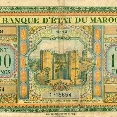 Morocco One Hundred Francs-1943