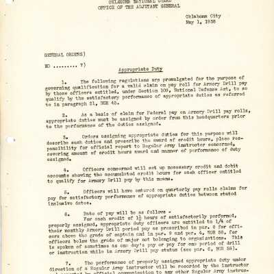 General Order #7 Headquarters Oklahoma National Guard-1938