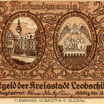 German City of Leobschütz Twenty Five Pfennig Notgeld-1922