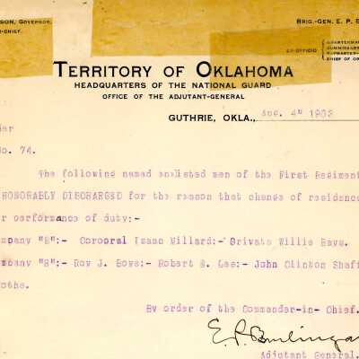 Special Order #74 Headquarters Oklahoma National Guard-1903