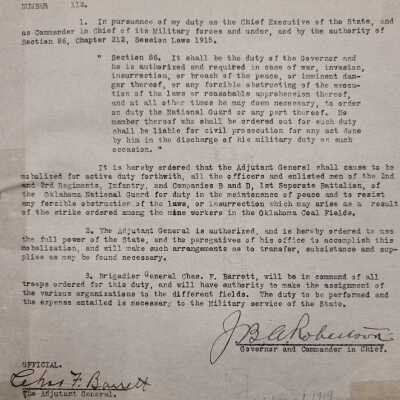 General Order #112 Headquarters Oklahoma National Guard-1919