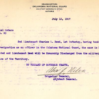 Special Order #60 Headquarters Oklahoma National Guard-1907