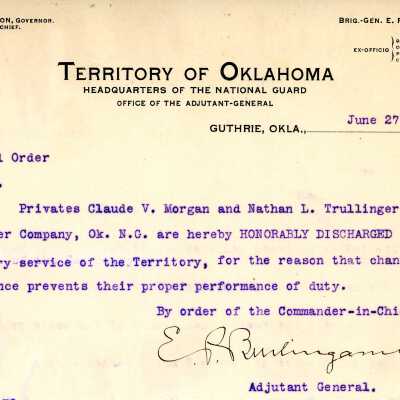 Special Order #67 Headquarters Oklahoma National Guard-1904