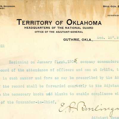 Special Order #122 Headquarters Oklahoma National Guard-1904