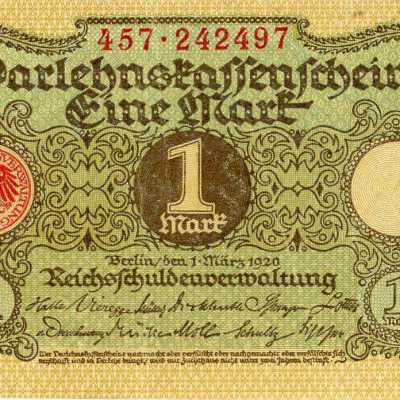 German One Mark Type 1920- Darlehnskassenschein