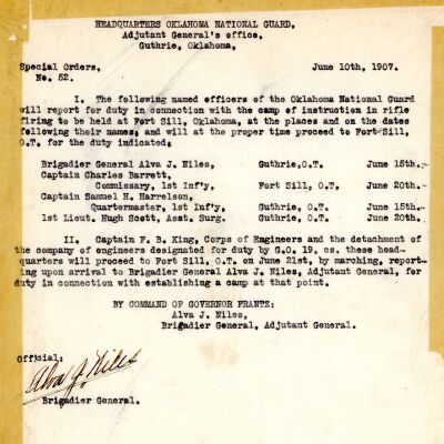 Special Order #52 Headquarters Oklahoma National Guard-1907