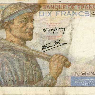 French Ten Francs Type 1941 Miner