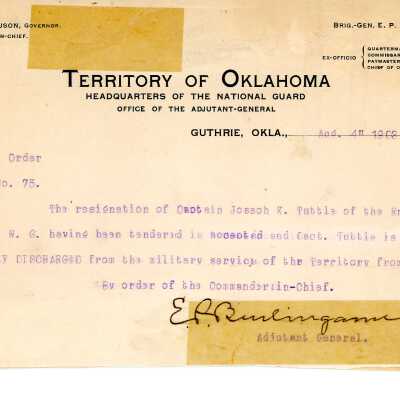 Special Order #75 Headquarters Oklahoma National Guard-1903