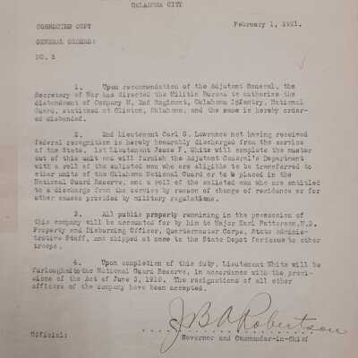 General Order #5 Correct Copy Headquarters Oklahoma National Guard-1921