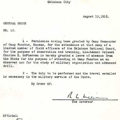 General Order #12 Headquarters Oklahoma National Guard-1918